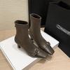 7CM Niche Fashion Heightening Elastic Thin Boots 2025 Autumn and Winter New Square Head Thin Heel Rear Zipper High Boots