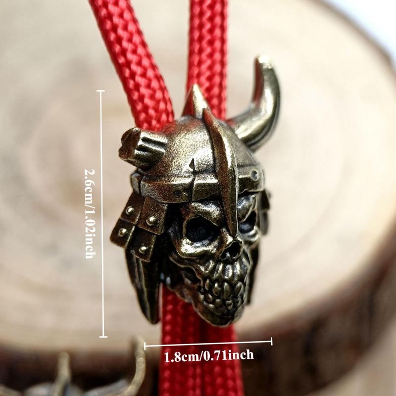 Skull Head Soldier Brass Knife Beads EDC DIY Paracord Woven Bracelets Lanyard Key Chain Pendants Accessories Outdoor Tool Charms