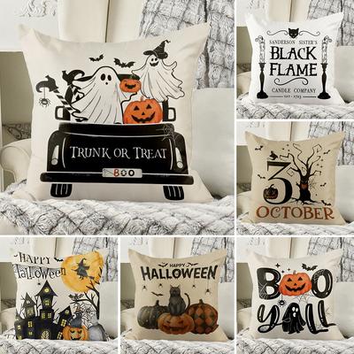 Halloween Day of The Dead Cushion Case, Pillowcase, Pumpkin Ghost Trick or Treat, Home Pillowcase