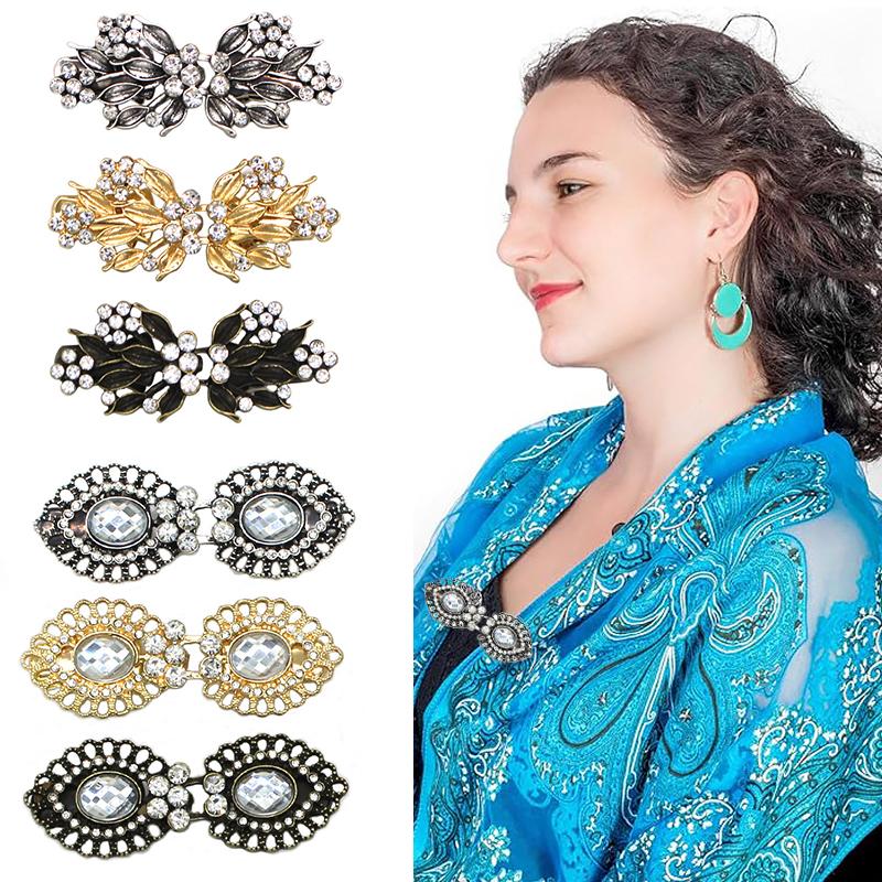1PC Rhinestone Brooch for Cheongsam Fashion Rhinestone Collar Pin Elegant Modesty Clip Qipao Dress Clasp