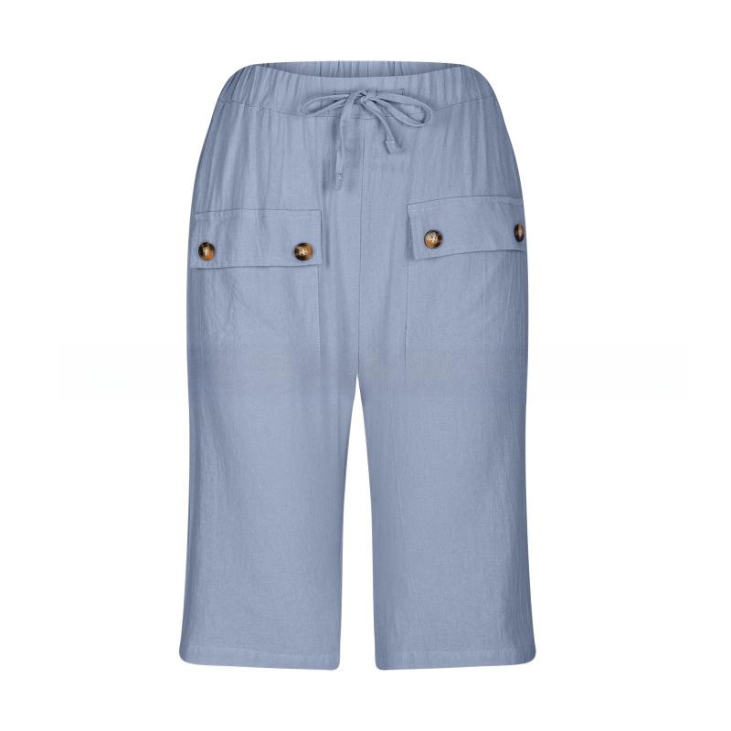 GMXIA Dámské módní ležérní jednobarevné kalhoty s vysokým pasem a capris