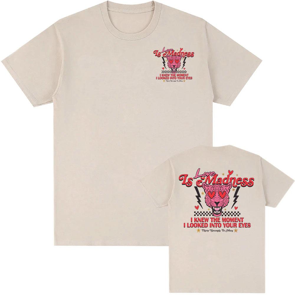 

Love Is Madness Лирическая футболка THIRTY SECONDS TO MARS Рок-футболки Короткий рукав Гранж Мода Футболка Хлопок Мужская/Женская Футболка Мужская S