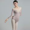 Womens Ballet Leotard Long Sleeve V-Neck Dance Practice Wear Adult Training Performance Gymnastics