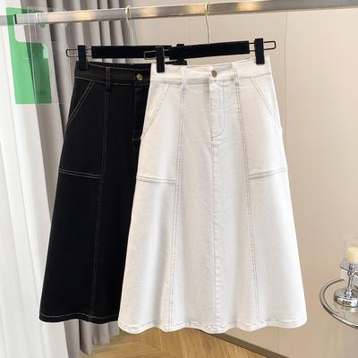 DIMANAF 2025 Plus Size New Spring Denim Skirts Women A-Line Clothing Fashion Jeans Skirt High Waist Vintage