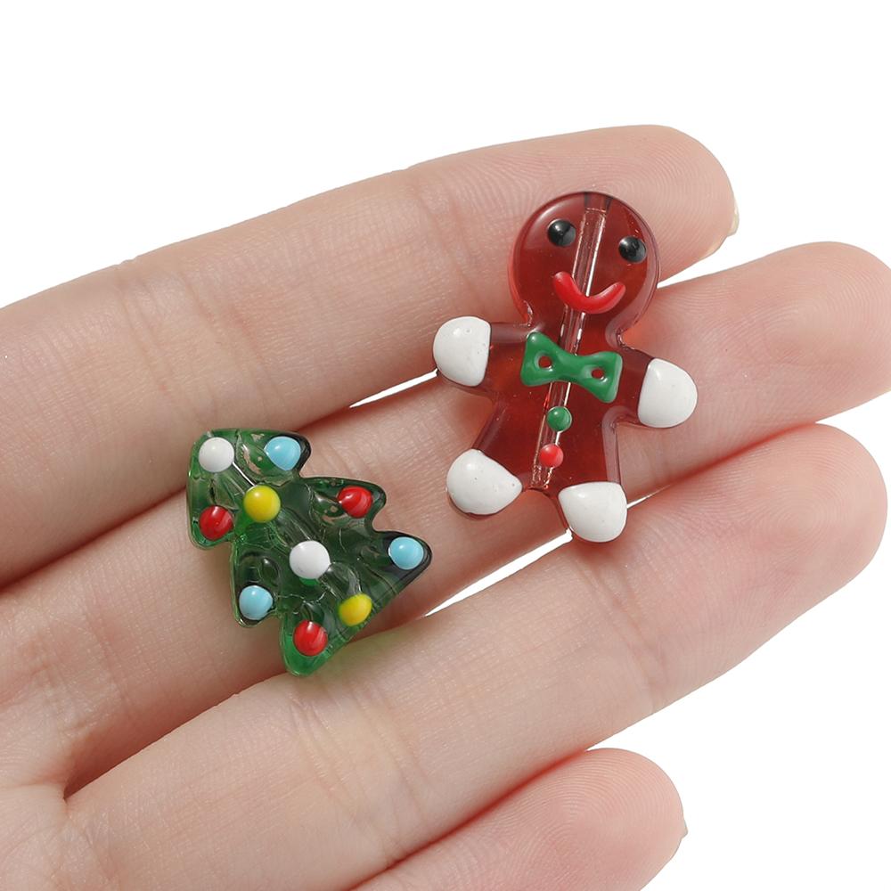 1pcs Glass Gingerbread Man Beads Christmas Tree Spacer Bead for Christmas Decoration DIY Jewelry Making Accessories