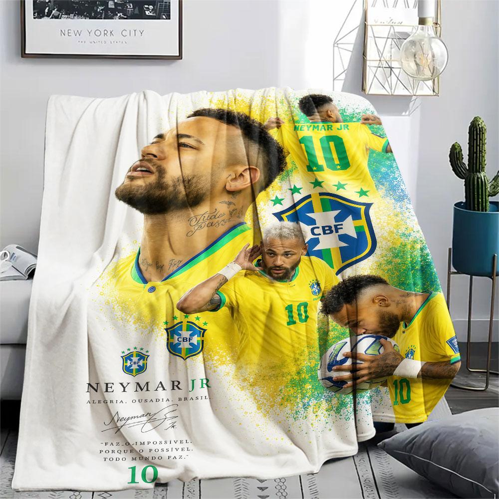 1PC Neymar Jr Patterned Flannel Blanket Suitable For All Seasons for Home Decor Warmth and Comfort Gifts Holiday Present