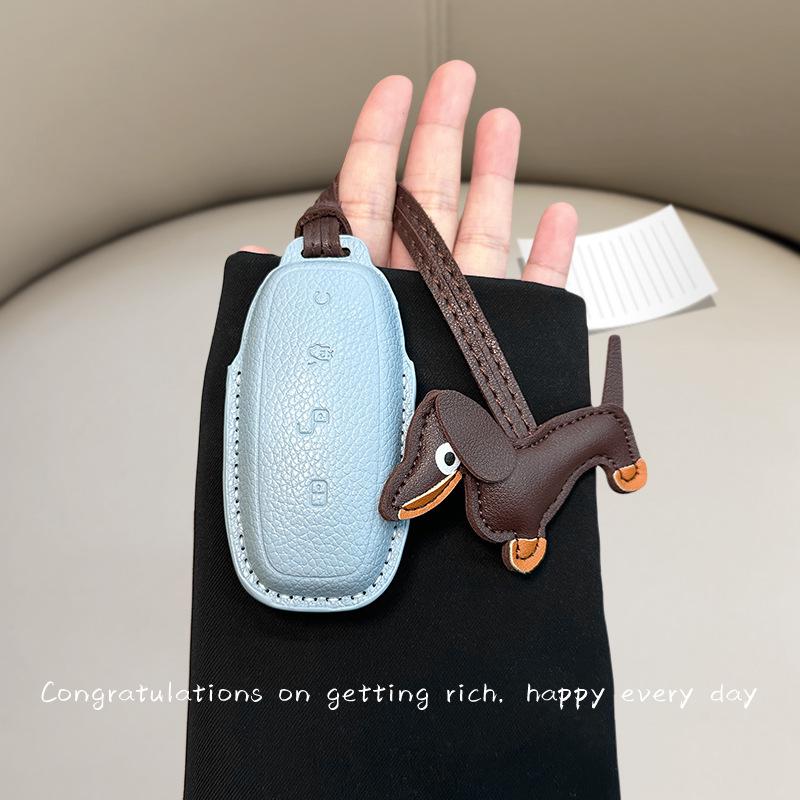 French Style Leather Key Case for BYD D9/N7/N8 - Full Coverage Remote Control Protective Shell