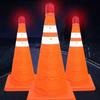 Foldable Design LED Light Reflective Cone Orange Color Telescopic Folding Cone  Traffic Facilities