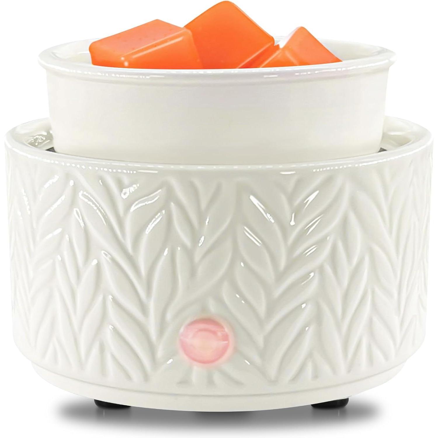 Electric Wax Melt Burner - Oil Burner Scented Melter Candle Warmer Burner, Ceramic 4-in-1 Wax Melts Warmer for Home Office Bedroom Aromatherapy Gift белый