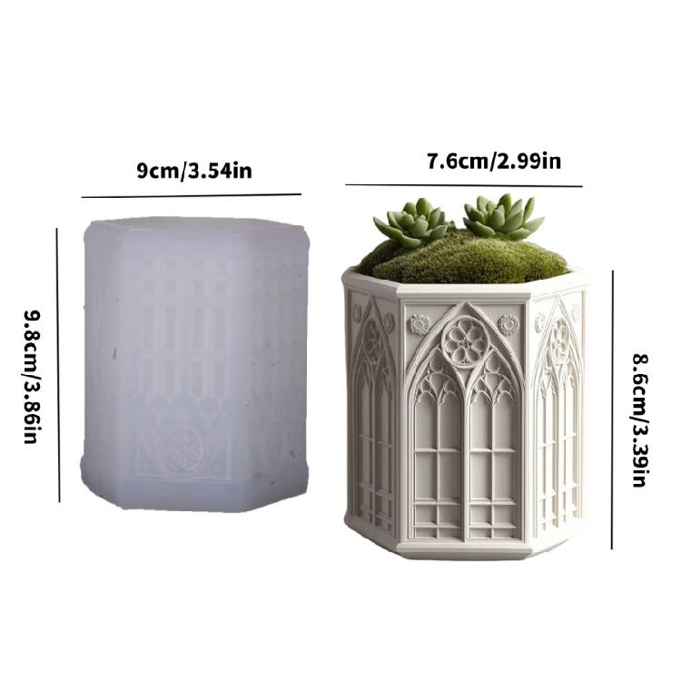 Multi Purpose Silicone Church Window Makeup Brush Cup Mold For Resin Art Epoxy Crafts Decorative Plant Container