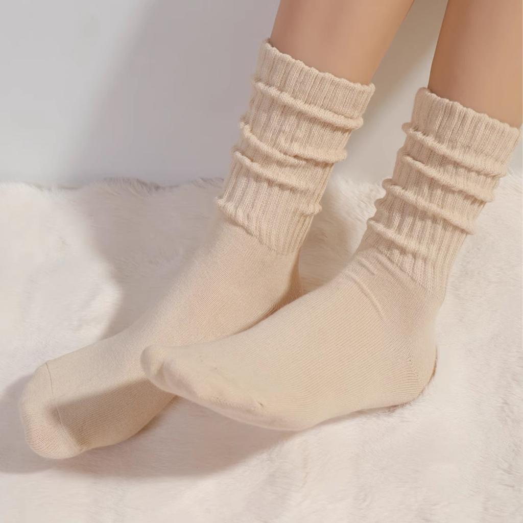 6 Pairs Women's Slouch Knit Socks Women Scrunch Socks Women Scrunchie Socks women crew socks Maillard color