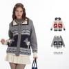 Oversized Christmas Jacquard Knit Cardigan Women Loose Fit Cozy Sweater Coat