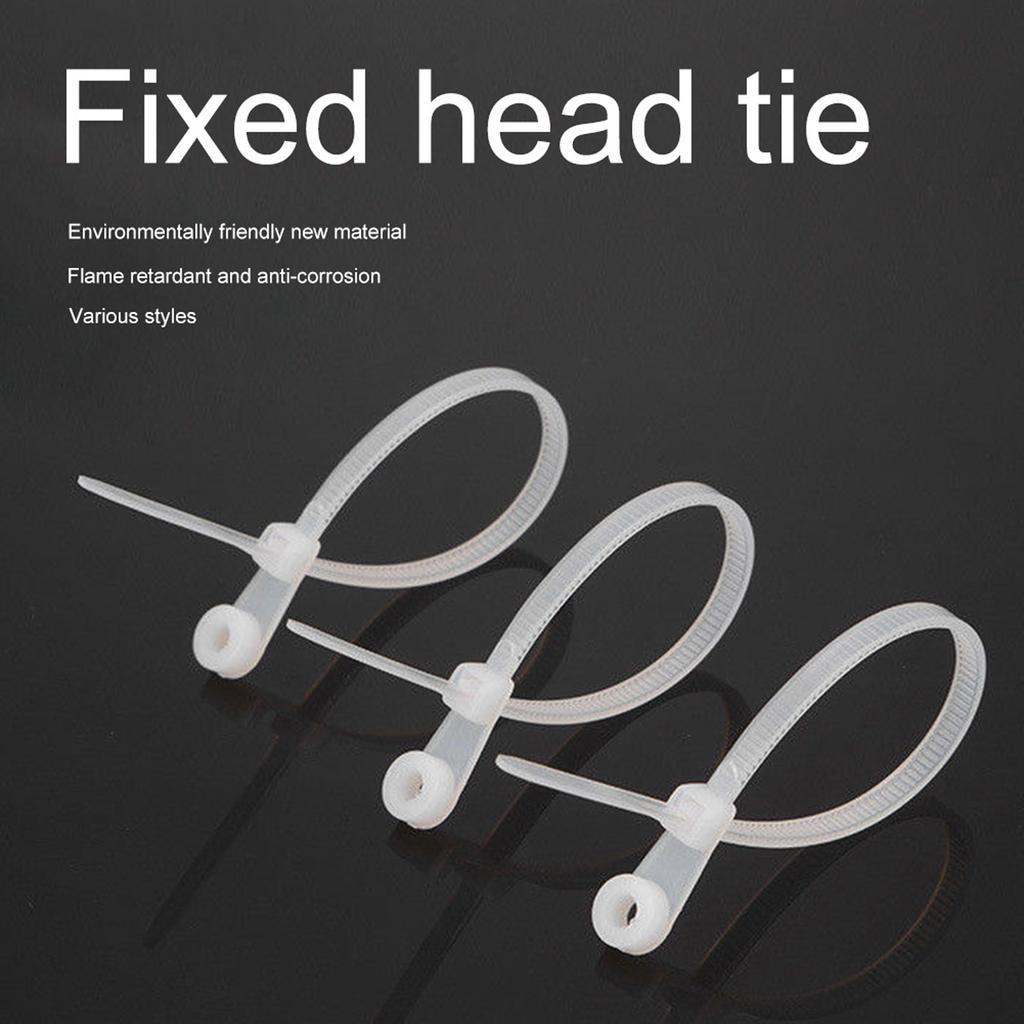 500 Piece Fixed Nylon Cable Ties W/ Screw Hole Self-Locking Zip Ties for Automotive Construction Indoor Wire Bundling