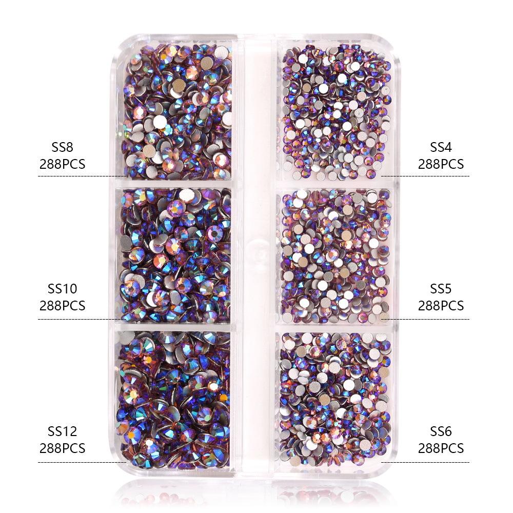 Ss4-Ss12 Boxed Nail Art, Flat Bottom Rhinestone Diy Nail Art Diamond Nail Decorative Accessories 1728 Pcs