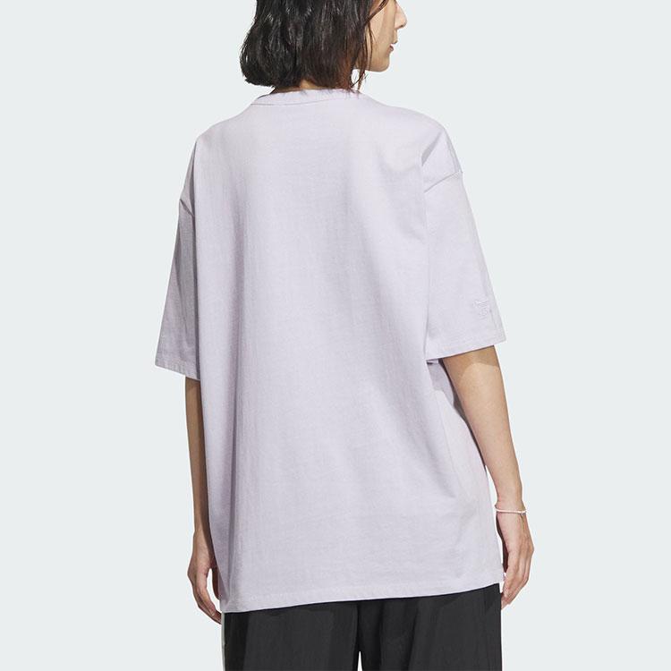 adidas Originals Bedrucktes Locker Geschnittenes Rundhals Kurzarm T-Shirt mit Überschnittenen Schultern Damen T-Shirts Helllila IW6298