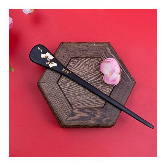 TAN MUJIANG Wooden Hairpin Lacquerware Hairpin - Fragrance (Black) / With Case Size: 170*24*7mm Material: Water Boxwood