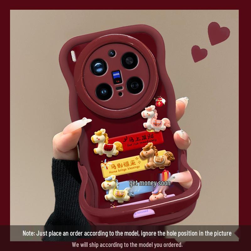 

VVOS 50 Pro Mini Phone Case with Little Horse Doll, Dual Bracket, and 200-Degree Drop Protection vivo Y500