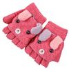 Children's boys and girls knitted gloves half finger flip dual-purpose writing puppy wool warm children's cold