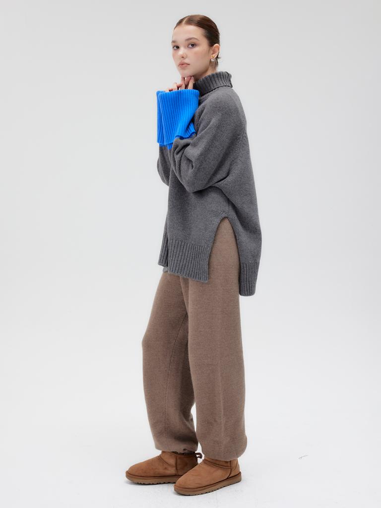Kelidu Camel Knit Jogger Pants_Brown