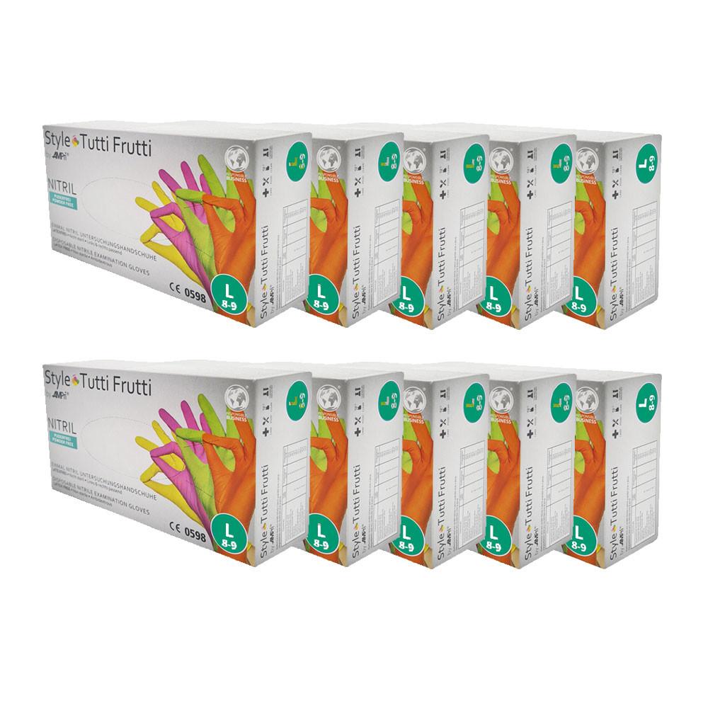 Nitrile Gloves Colorful Ampri Style Tutti Frutti 96 Pieces Carton 10 Pack
