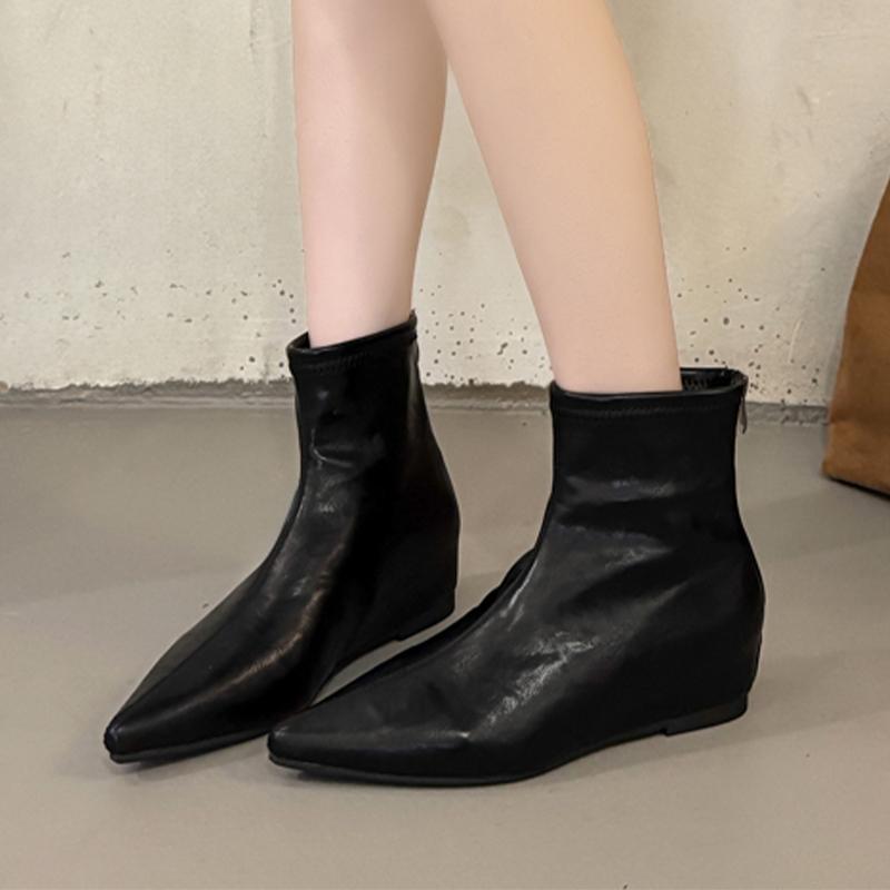 Fashion Women's Ankle Boots Flats Pointed Toe Fashion Shoes Designer Dress Woman Short Botas 2025 Winter New Sexy Chelsea Boots De Mujer