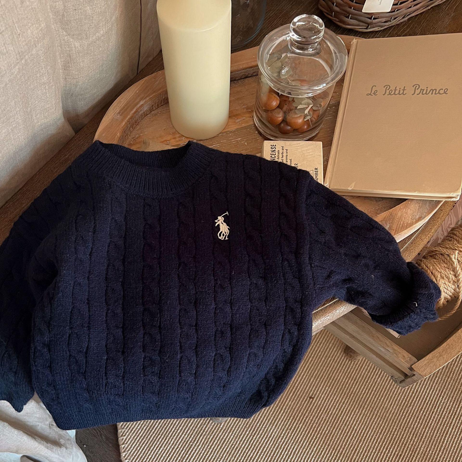 

Модный детский осенний свитер: Вязаный свитер в корейском стиле с длинными рукавами для мальчиков и девочек 120cm