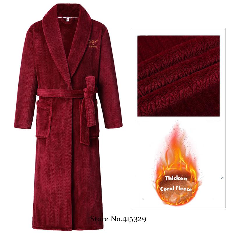 

Коралловый бархатный халат для душа, кимоно, халат, зимняя новая мужская домашняя одежда, свободная утепленная пижама 4XL