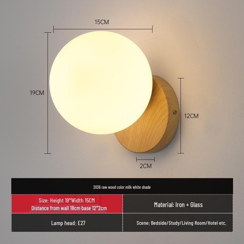 Moderne Wandleuchte aus Holz und Glas für Restaurants, Treppenhäuser oder Eingangsbereiche von Wohnzimmern