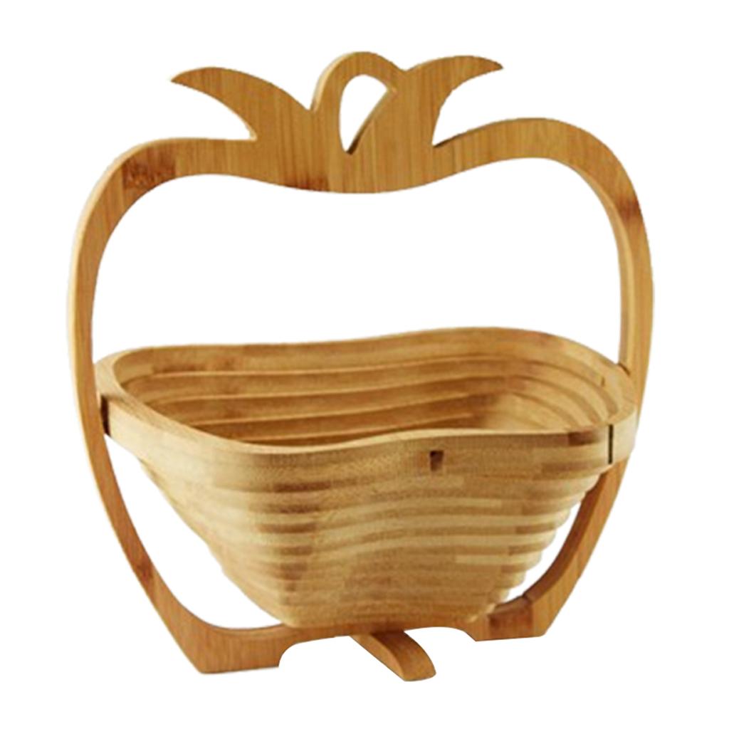 Foldable Fruit Basket,Portable Bamboos Creative Snack Plate for Christmas Party,Eco-friendly Food Storage Organizer for Camping