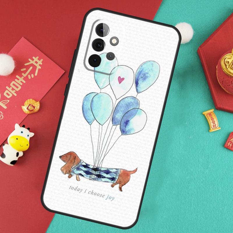 Cartoon Dachshund Sausage Dog Case For Samsung Galaxy A13 A33 A53 A15 A25 A35 A55 A54 A34 A14 A71 A51 A12 A32 A52 Cover