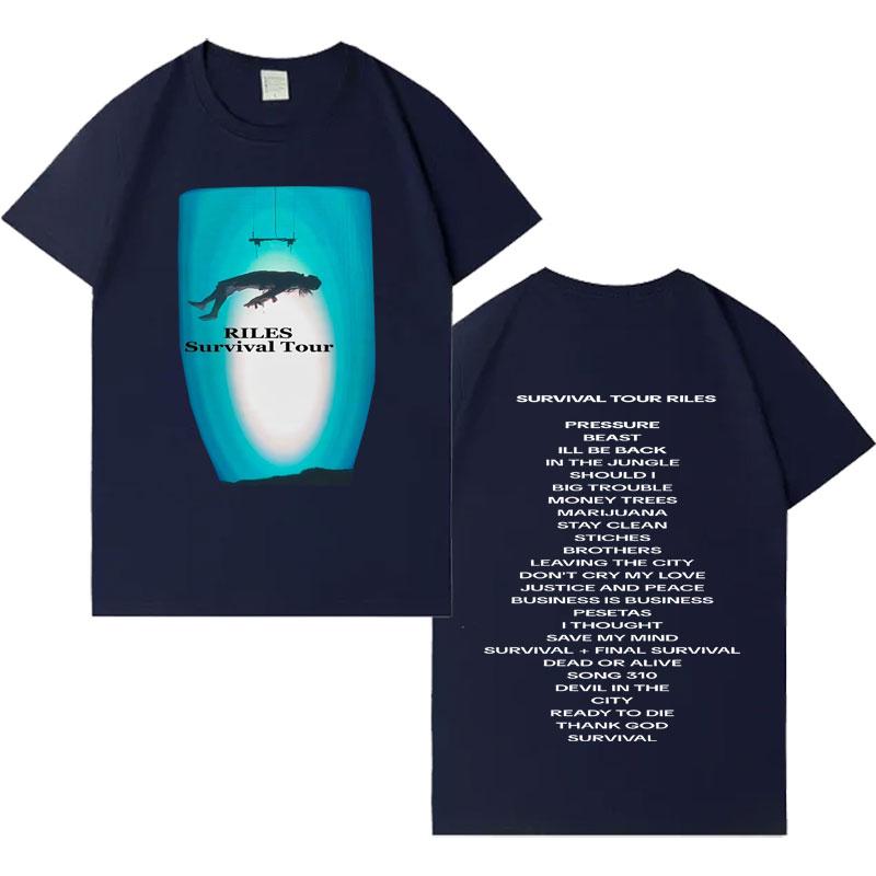 Singer Riles New Album Tour Aesthetic Short Sleeve T Shirts Mens Casual Cotton Oversized Cozy Crewneck Loose Tshirts Streetwear