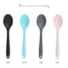 Food Grade Silicone Kitchen Utensils Accessories Solid Color 4 Color Long - Handled Soup Spoon for Kids Flatware
