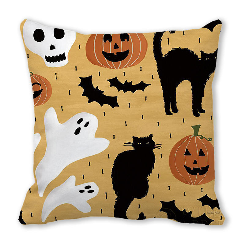 Halloween Horror Pumpkin Print Pattern Cushion Cover for Home Living Room Sofa Decoration Square Polyester Pillowcase