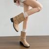 Suding~ Thick-soled heightening short boots for women's 2025 autumn new western jeans tube boots thick heel short boots Martin boots