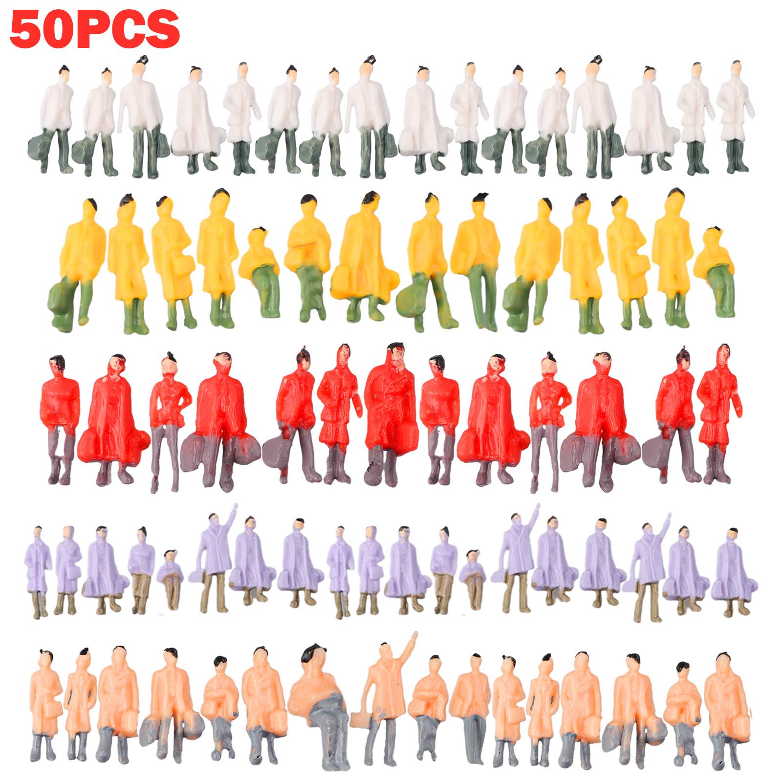 50Pcs People Models Painted Figures Model Trains Layout HO Scale 1:87 Model Passenger ABS Mixed Color Home Room Decoration
