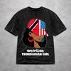Men Women Vintage Washed T-shirts Trinidad and Tobago Flag Football Printed Shirt Accessories Oversize  Tees