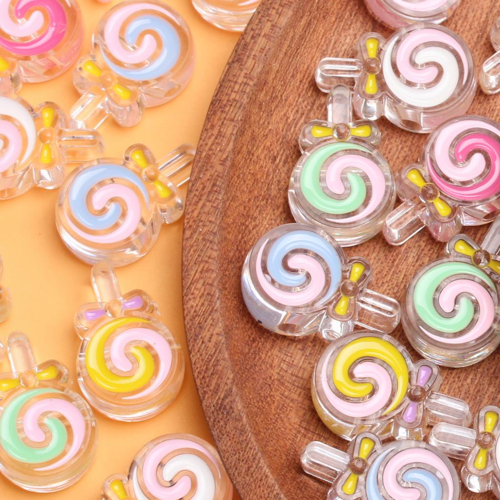 200pcs Lollipop Drip Oil Acrylic Loose Beads Hair Accessories Bracelet Beaded DIY Handmade Head Rope Material Mobile Phone Chain