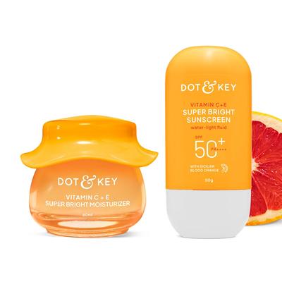 Dot & Key Vitamin C Daily Glow Essentials Hautpflege-Kombination (Vitamin C Sonnenschutz LSF 50 PA+++ 50g & Vitamin C Feuchtigkeitscreme 60g)|Für strahlende Haut|Für