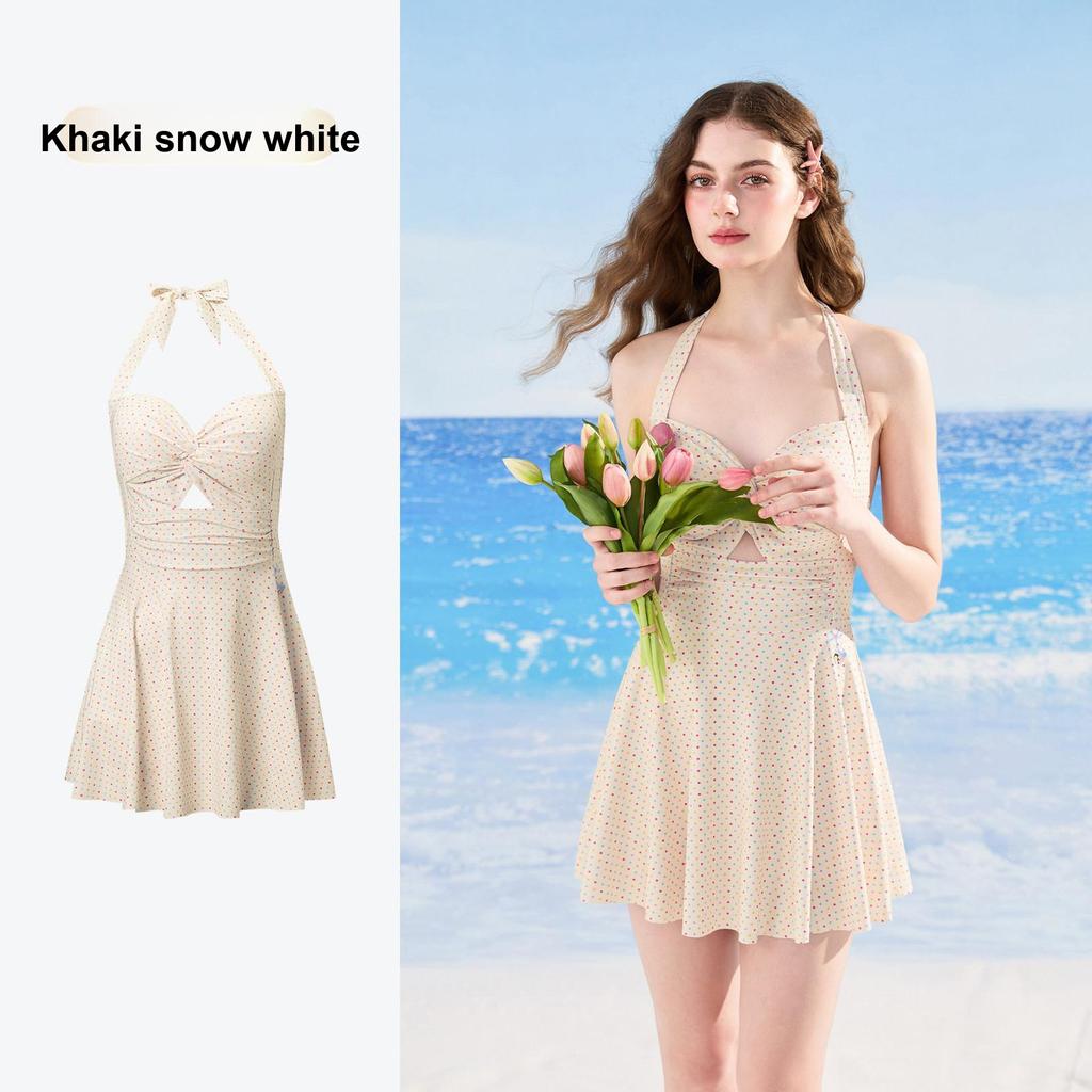 Disney High-Quality Colorful Polka Dot Halter A-Line Dress Swimsuit Women swimwear D16057S2E-AL