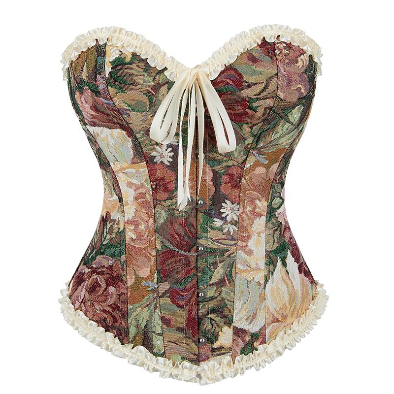 Lace Satin Overbust Floral Women Bridal