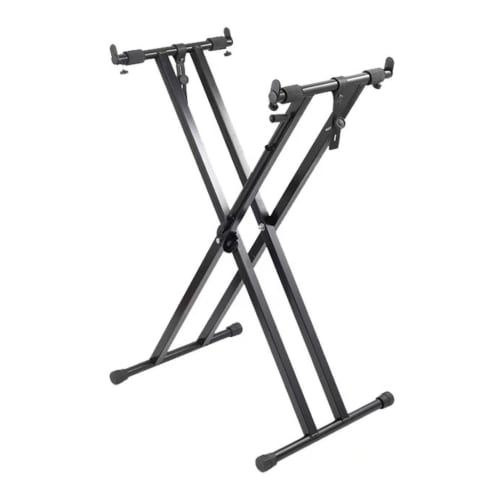 

Folding Keyboard Stand with Reinforced X-Shaped Double Bar Structure, L-Shaped Non-Slip Guard, and One-Touch Height Adjustment for Digital Pianos and