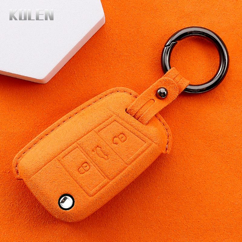 Leather Car Key Case Cover Shell   for VW Volkswagen Golf 7 MK7 Tiguan MK2 for SEAT Ateca Leon FR 2 Ibiza for Skoda Octavia A7