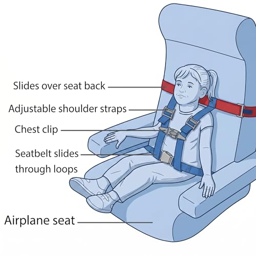 Child Airplane Harness Lightweight Fabric Restraint System for Kids 1 Year Old Quick Install Safety Belt Travel Restraint System for Toddler Air