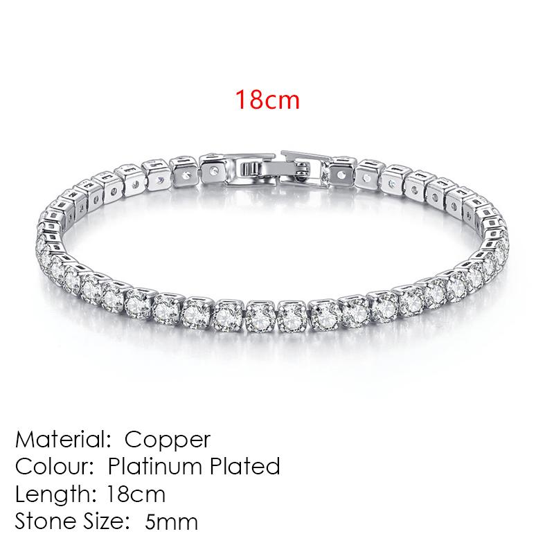 Silver Color 2.5/3/4/5mm Zircon Tennis Bracelet For Women Men Dazzling Crystal Hand Chain Wedding Gift Punk Fashion Jewelry
