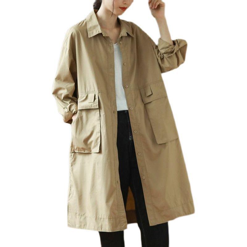 Women's Mid-Length Autumn Trench Coat - Casual Style Cardigan Outerwear