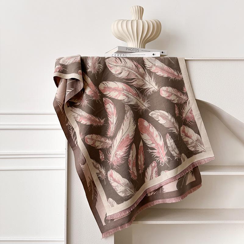 New feather imitation cashmere scarf women's autumn and winter cute versatile thickened warm student dual-purpose shawl scarf