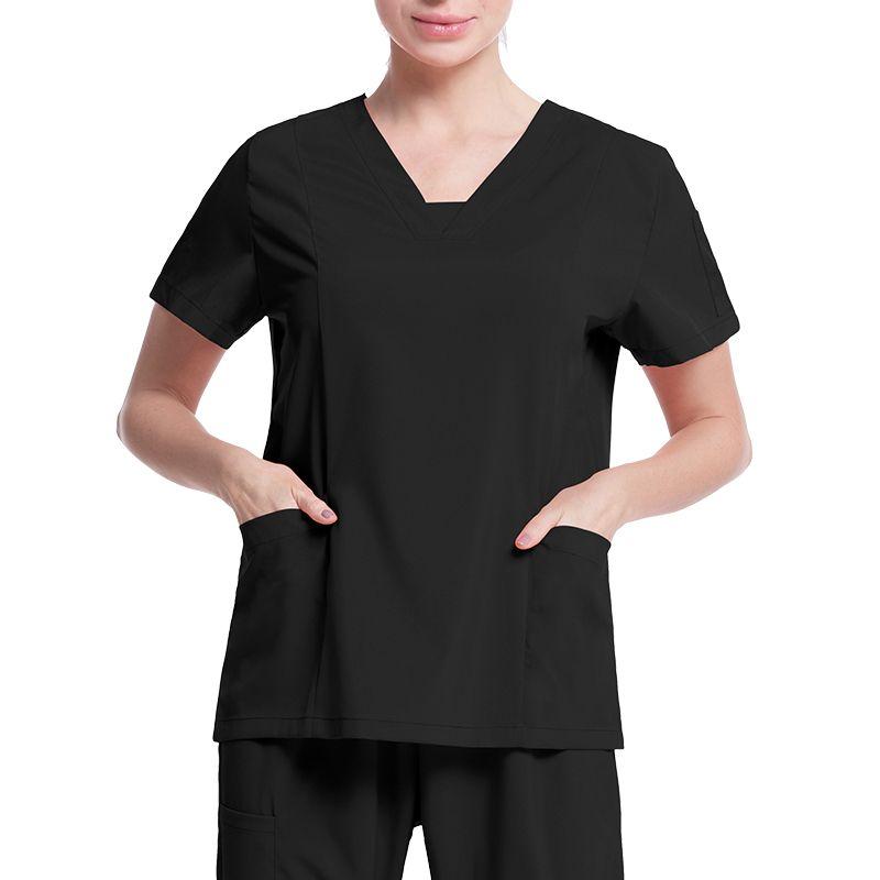 

Operating Gown Women Elastic Stomatologist Work Clothes Short Sleeve Suit Men Hand Washing Suit Beauty Salon Nurses Uniform Black -42025 S([Big two yards]])