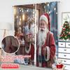 2pcs 2D Flat Printing Merry Christmas Popular Window Curtains Santa Claus Gifts Festive Joy 100% Polyester Without Electricity