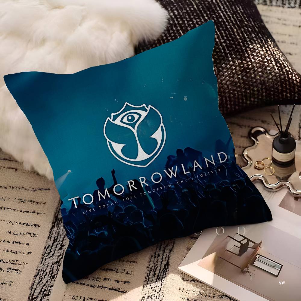 T-Tomorrowlands Music Logo Pillow Cover For Bedroom Room And Living Room Sofa Decorative Cushion Cover