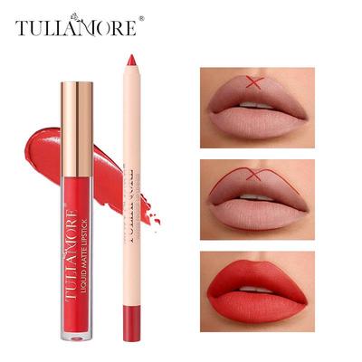 Brillo de Labios Líquido Delineador de Labios Combinación Dimshow Maquillaje Duradero Fácil Labial Mate Delineador de Labios Terciopelo No Se Quita el Maquillaje
